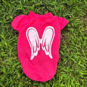 Dog Pink Shirt With Angel Wing Design Size Medium Unbranded